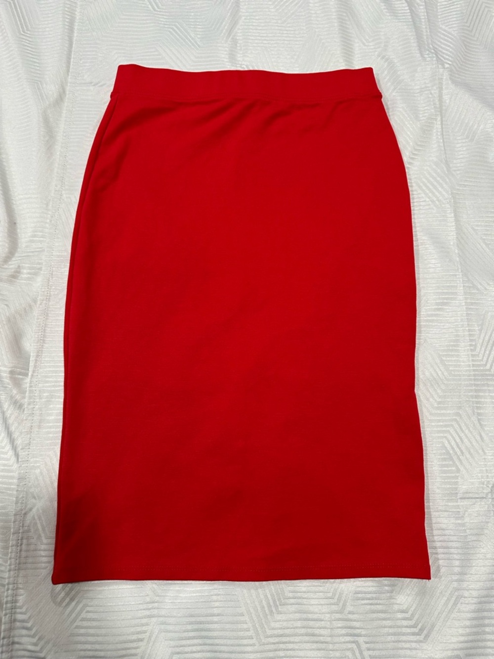IRIS Red Millennium Knit Ponte Pencil Skirt Midi Knee Length Small EUC Mob Wife